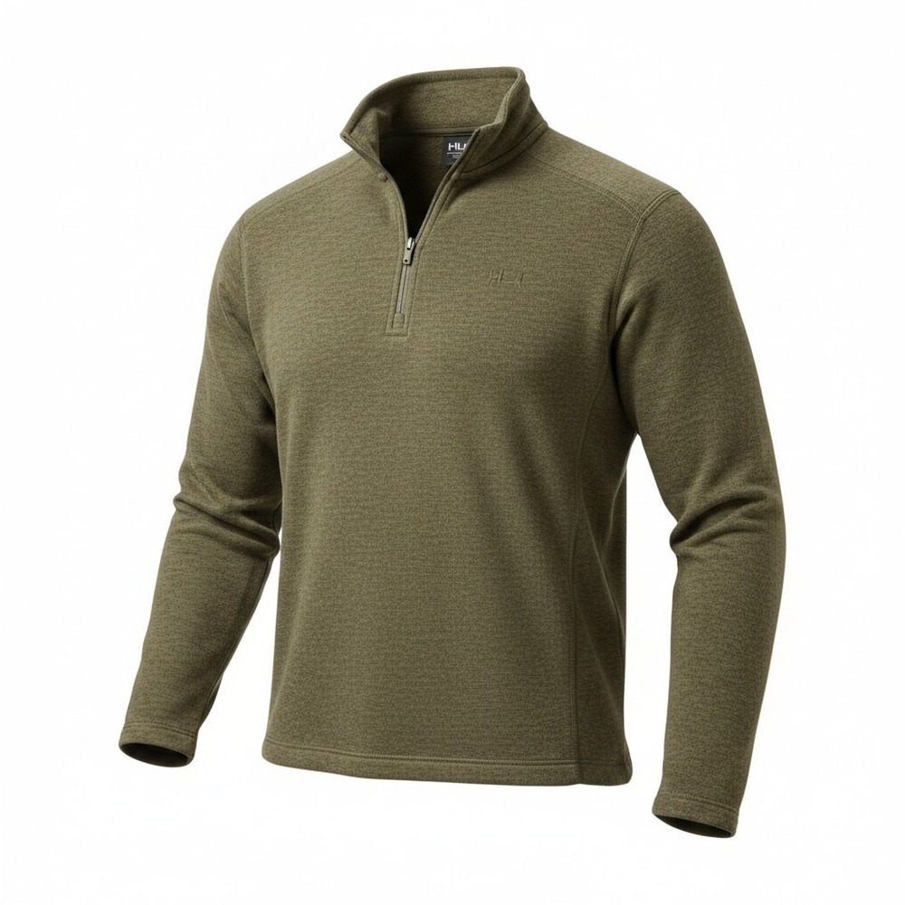 Huk Leeward Lightweight Fleece 1/4 Zip Mens M Green Fishing Pullover Activewear